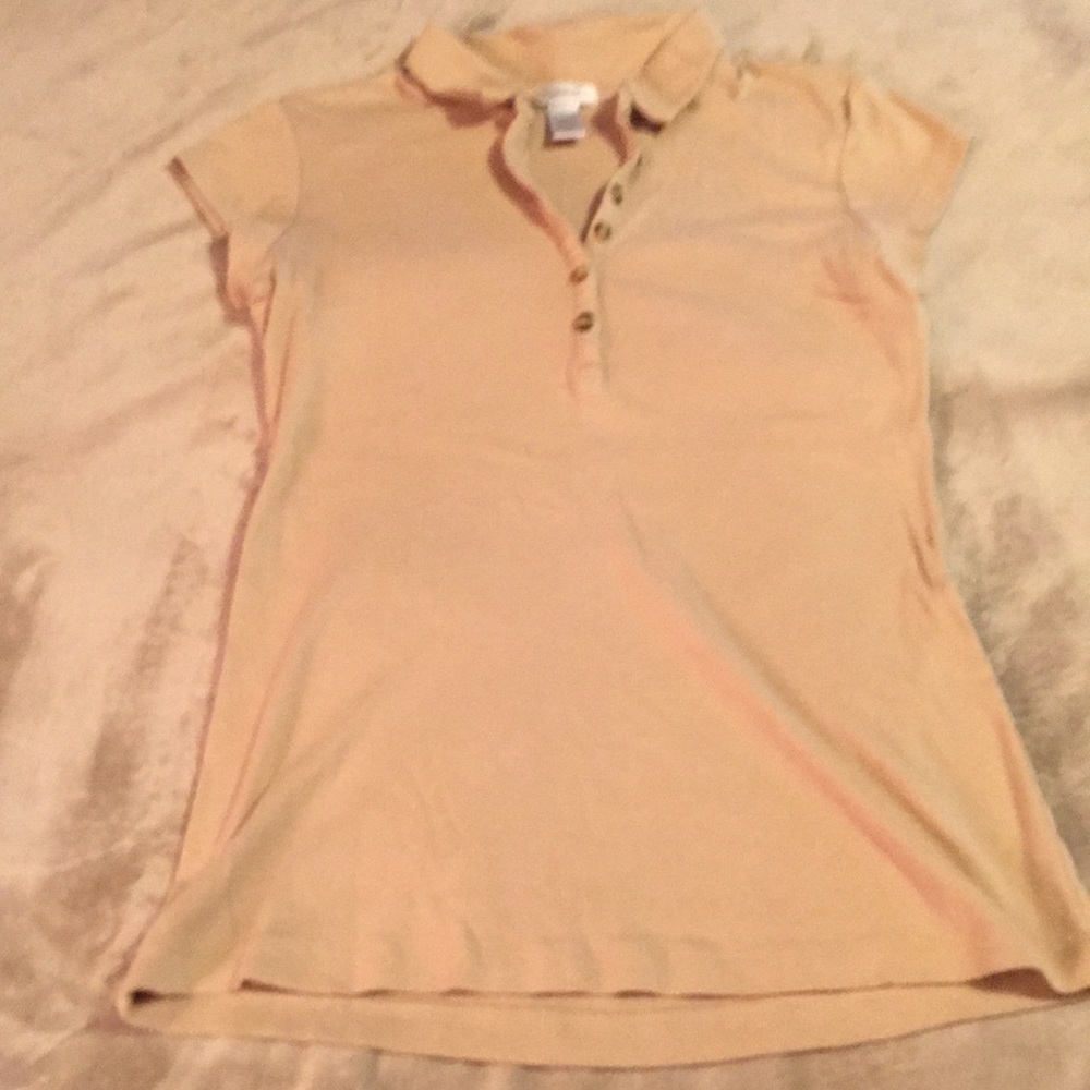 Tan polo top with cap sleeves